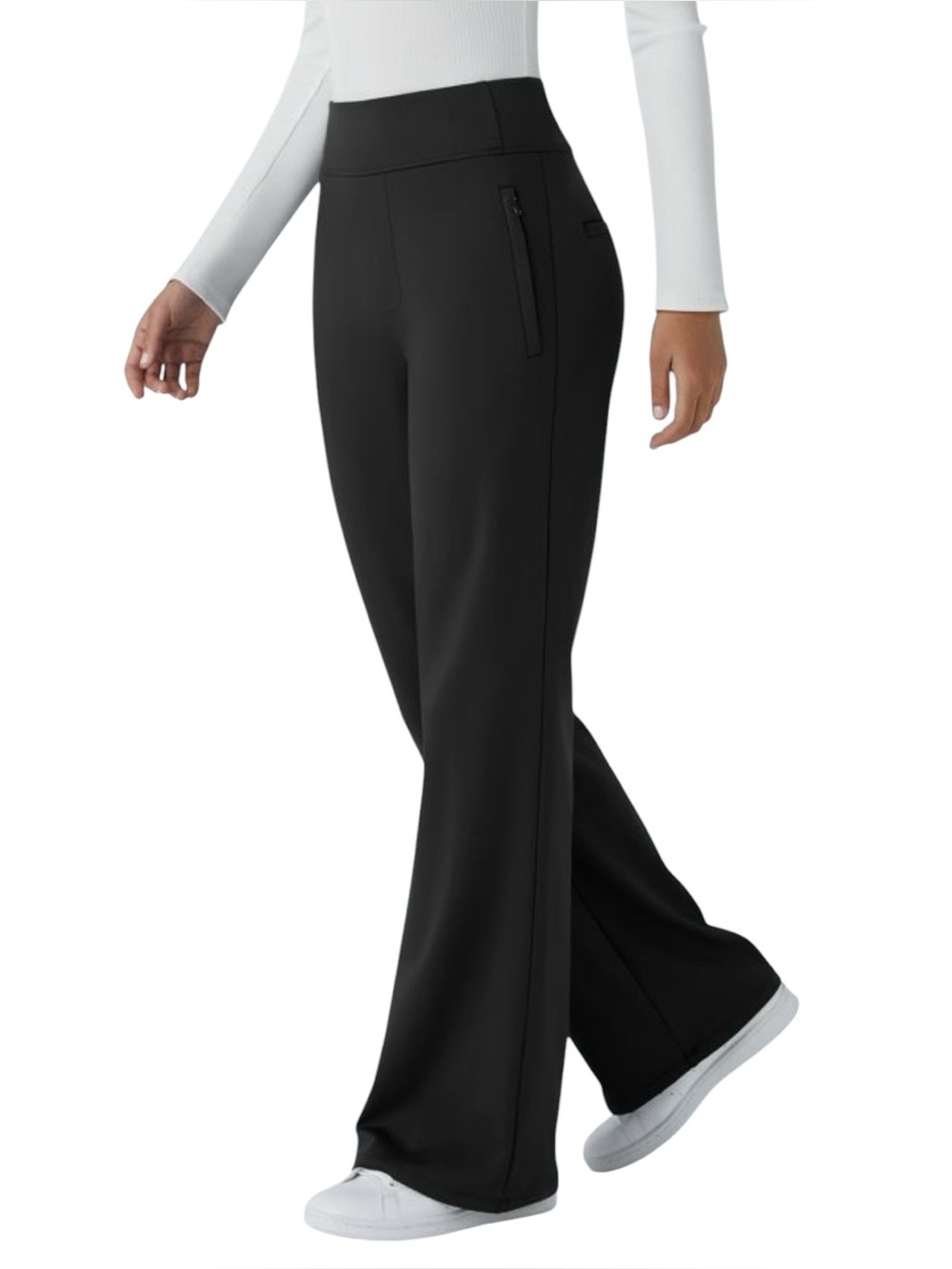 Halara Flex™ DayStretch Work Flare Pants Black Wide-Leg Stretch side zippers, M